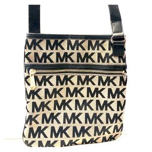 “MK”crossbody with gold accents